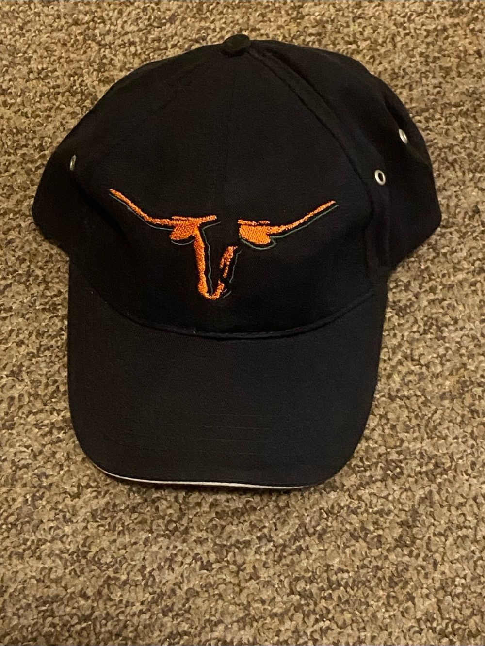 VTG, Headshots KC Black Cap with Orange Embroidered Longhorn Accent Saltgrass